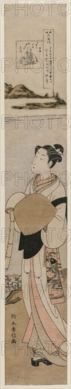 The Priest Kukai by the Tama River at Mt. Koya (From the Series The Six Tama Rivers in Everyday Life), late 1760s. Suzuki Harunobu (Japanese, 1724-1770). Color woodblock print; sheet: 69.2 x 12.7 cm (27 1/4 x 5 in.).