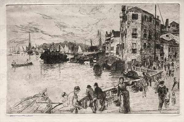 Etchings of Venice: Castello Quarters, Riva, 19th century. Otto H. Bacher (American, 1856-1909). Etching