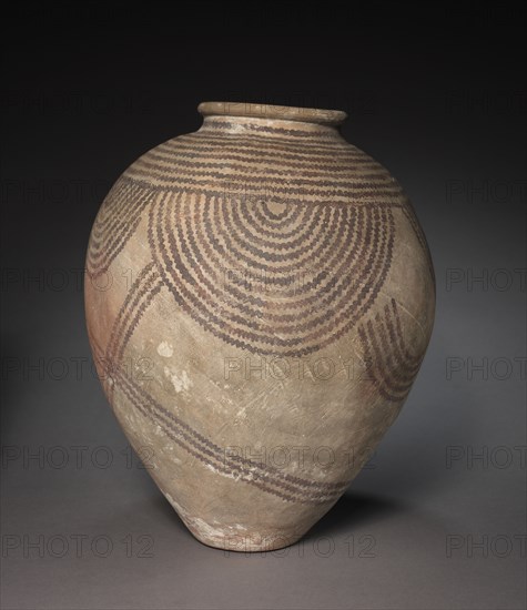 Decorated Jar with Rope Pattern, 4000-3000 BC. Egypt, Predynastic Period,Naqada IId Period. Marl clay; diameter: 29.4 cm (11 9/16 in.); diameter of mouth: 9.5 cm (3 3/4 in.); overall: 36.8 cm (14 1/2 in.).
