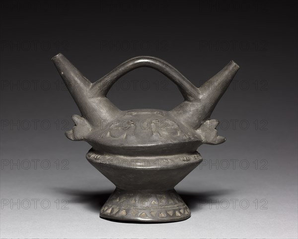 Vessel, 1300-1400. Peru, Chimu, 14th century. Black ware; overall: 14.6 x 16.7 x 10.2 cm (5 3/4 x 6 9/16 x 4 in.).