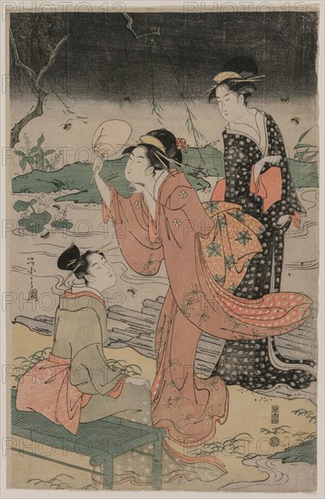 Women Beside a Stream Chasing Fireflies, mid 1790s. Chobunsai Eishi (Japanese, 1756-1829). Color woodblock print; sheet: 38.8 x 25.4 cm (15 1/4 x 10 in.).