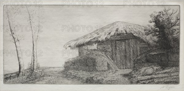 Sheepfold on the Hill (Bergerie sur le Coteau). Alphonse Legros (French, 1837-1911). Etching