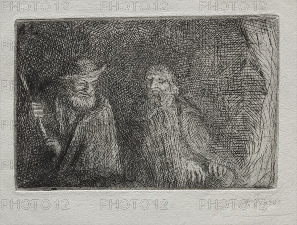 Two Shepherds (Les Deux Bergers). Alphonse Legros (French, 1837-1911). Etching