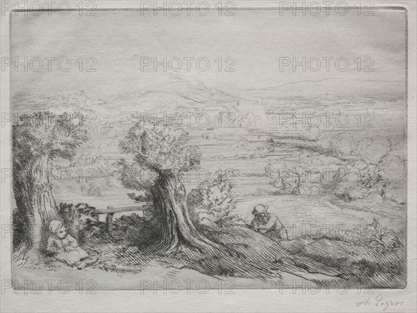 Souvenir d'un Vallée en Bourgogne. Alphonse Legros (French, 1837-1911). Etching