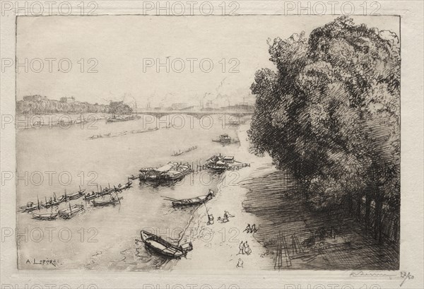 La Seine au Pont Nationale, 1914. Auguste Louis Lepère (French, 1849-1918). Etching