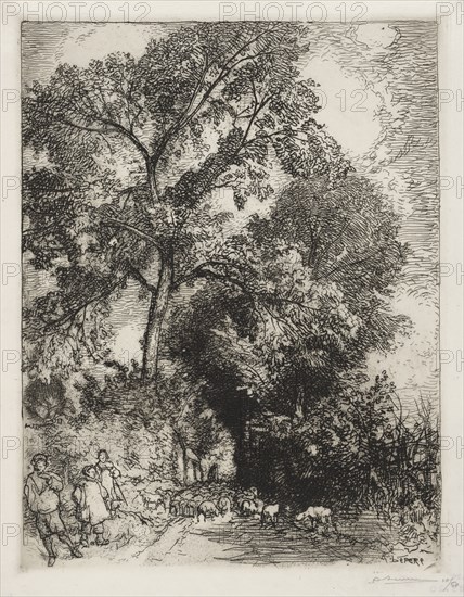 Le Retour du Troupeau, Crèvecoeur, 1913. Auguste Louis Lepère (French, 1849-1918). Etching