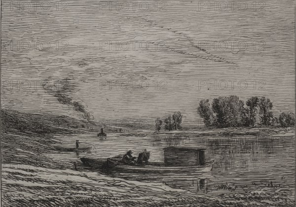 The Boat in Conflans, 1866. Charles François Daubigny (French, 1817-1878). Etching on chine collé; sheet: 26.9 x 36.7 cm (10 9/16 x 14 7/16 in.); platemark: 11 x 13.8 cm (4 5/16 x 5 7/16 in.)