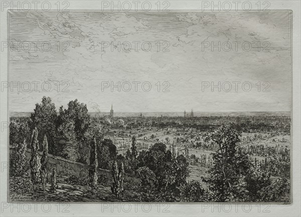 Bordeaux: vue de Cenon. Maxime Lalanne (French, 1827-1886). Etching