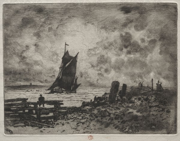 The Little Marine: Souvenir of Medway, 1878. Félix Hilaire Buhot (French, 1847-1898). Etching, aquatint, roulette and drypoint; sheet: 21.4 x 28.2 cm (8 7/16 x 11 1/8 in.); platemark: 16.5 x 21.7 cm (6 1/2 x 8 9/16 in.)