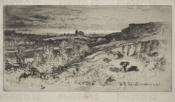 The Chapel Saint-Michel at L'Estre, 1881. Félix Hilaire Buhot (French, 1847-1898). Etching, drypoint and roulette; sheet: 22.6 x 36.5 cm (8 7/8 x 14 3/8 in.); platemark: 14 x 27.2 cm (5 1/2 x 10 11/16 in.)