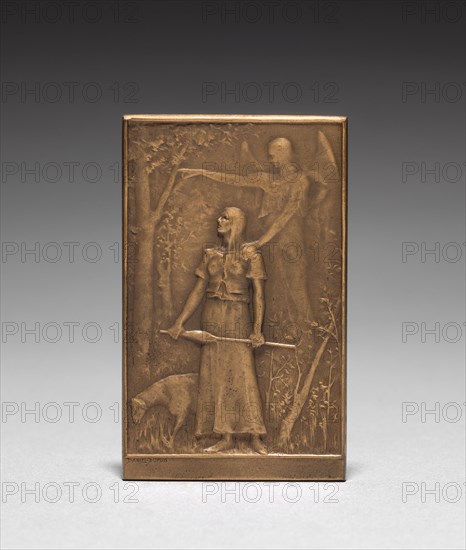 Medallion: Jeanne d'Arc (obverse). Daniel Dupuis (French, 1819-1899). Bronze; overall: 6.7 x 4.2 cm (2 5/8 x 1 5/8 in.).