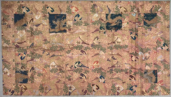 Buddhist Priest Robe and Sash, 1800s. Japan, Edo period (1615-1868) or Meiji period (1868-1912), 19th century. Silk, brocaded; metal thread; overall: 116.8 x 203.2 cm (46 x 80 in.)