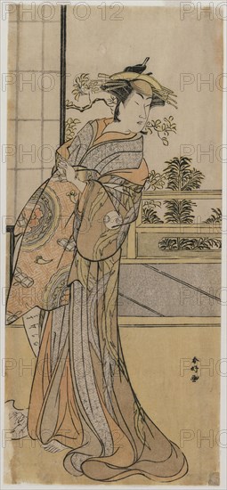 Arashi Murajiro as a Courtesan Holding a Letter, late 1780s. Katsukawa Shunko (Japanese, 1743-1812). Color woodblock print; sheet: 30.8 x 14 cm (12 1/8 x 5 1/2 in.).