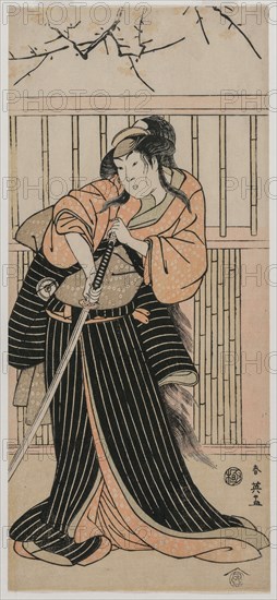 Actor Iwai Hanshiro IV as a Young Woman with a Sword, 1791. Katsukawa Shunei (Japanese, 1762-1819). Color woodblock print; sheet: 31.5 x 14 cm (12 3/8 x 5 1/2 in.).