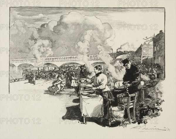 Debarcadère des bateaux-omnibus. Auguste Louis Lepère (French, 1849-1918). Wood engraving