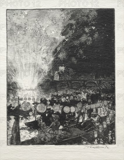 Fête Venitienne. Auguste Louis Lepère (French, 1849-1918). Wood engraving