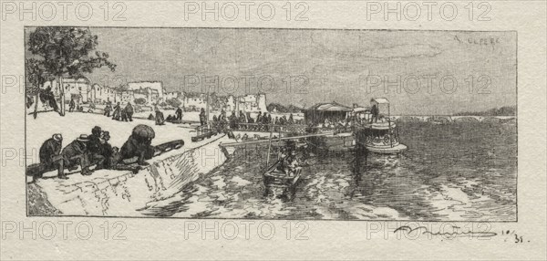 Embarcadére a Bercy. Auguste Louis Lepère (French, 1849-1918). Wood engraving
