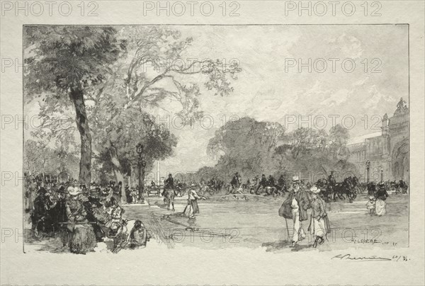 L'Avenue des Champs Elysées. Auguste Louis Lepère (French, 1849-1918). Wood engraving