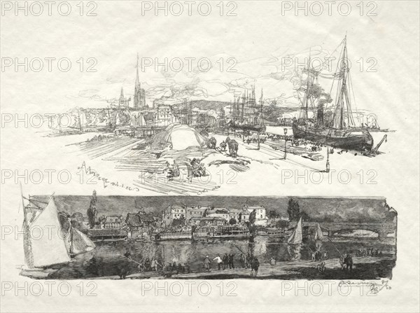 Rouen Illustré:  Les Nouveaux Quais-L'Ile La Croix, 1896. Auguste Louis Lepère (French, 1849-1918). Wood engraving
