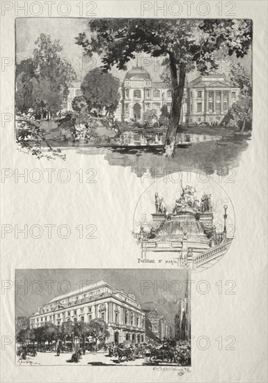Rouen Illustré:  La Musée; Fontaine St. Marie; Le Théâtre des Arts, 1896. Auguste Louis Lepère (French, 1849-1918). Wood engraving