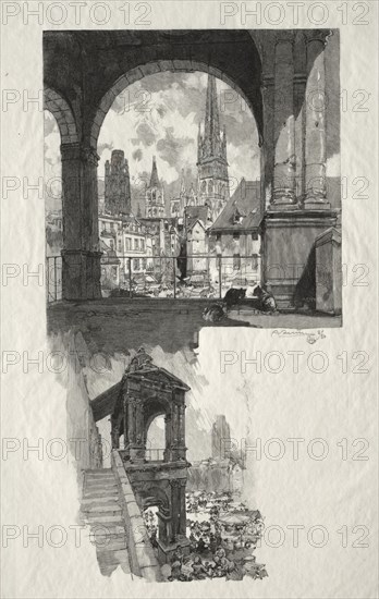 Rouen Illustré:  Place de la Haute Vieille Tour; Edicule de la Fierte, 1896. Auguste Louis Lepère (French, 1849-1918). Wood engraving