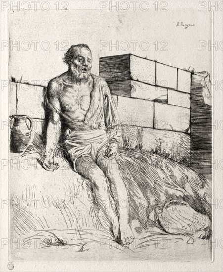 Job (First Plate). Alphonse Legros (French, 1837-1911). Etching and drypoint