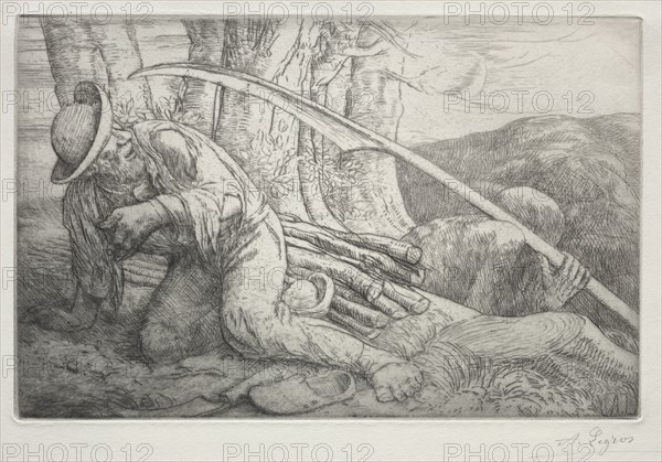 La Mort et le Bûcheron (5th Plate). Alphonse Legros (French, 1837-1911). Etching and drypoint
