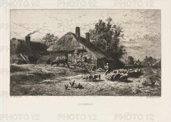 The Hamlet. Charles-Émile Jacque (French, 1813-1894). Etching