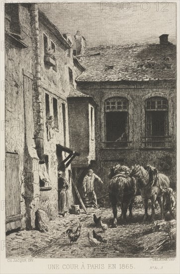 Une Cour à Paris, 1865. Charles-Émile Jacque (French, 1813-1894). Etching