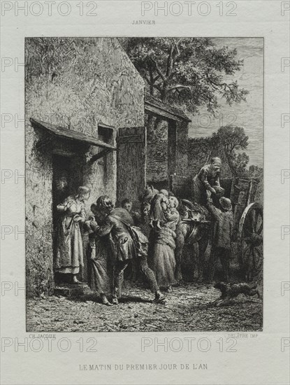 Le Matin du premier jour de l'an. Charles-Émile Jacque (French, 1813-1894). Etching