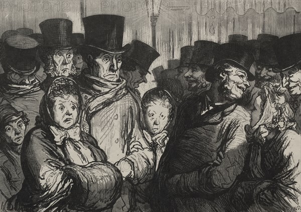Les théâtres:  sortant du drame et sortant des funambules. Honoré Daumier (French, 1808-1879). Wood engraving