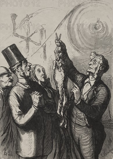 Exposition universelle:  dans dix minutes vour aurez une gibelotte et un chapeau. Honoré Daumier (French, 1808-1879). Wood engraving