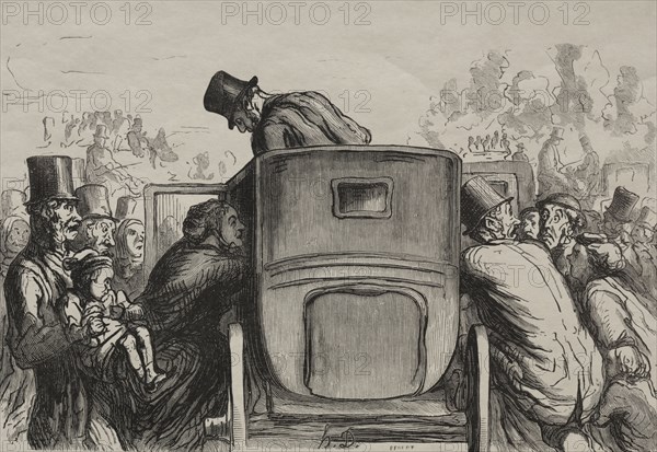 Exposition universelle:  L'etranger trouve toutes les facilités pour retourner à son hôtel. Honoré Daumier (French, 1808-1879). Wood engraving
