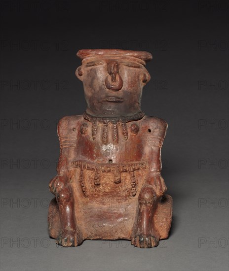 Seated Figure, before 1921. Colombia, 19th-20th century. Red ware; overall: 26.6 x 18.2 x 15.9 cm (10 1/2 x 7 3/16 x 6 1/4 in.).
