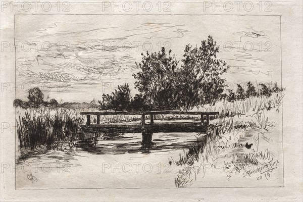 Bridge, Schleissheim, 1879. Otto H. Bacher (American, 1856-1909). Etching