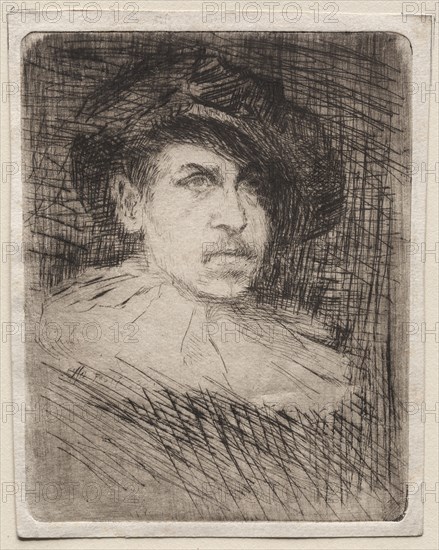 Self-Portrait in Costume, 1880. Otto H. Bacher (American, 1856-1909). Etching