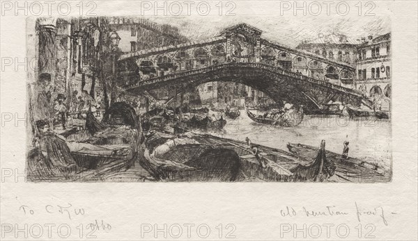 The Rialto, Venice, 1880. Otto H. Bacher (American, 1856-1909). Etching