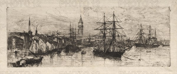 Shipping and the Ducal Palace, 1880. Otto H. Bacher (American, 1856-1909). Etching