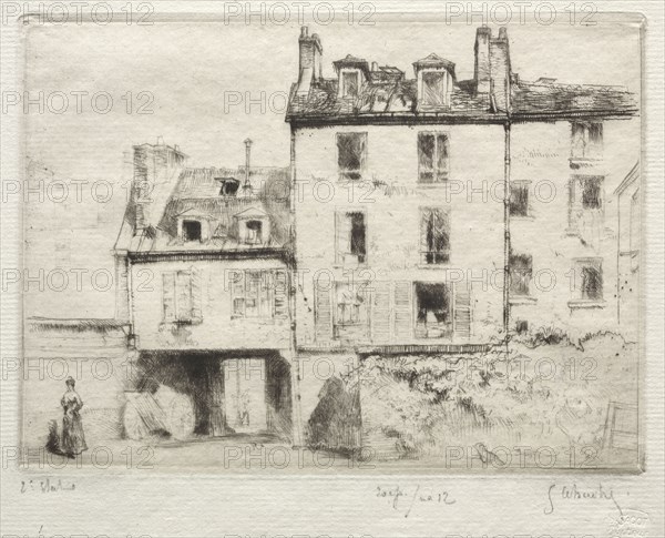 La rue Lacépède:  le cour de l'Aciereur  Cottens. Gustave Leheutre (French, 1861-1932). Etching