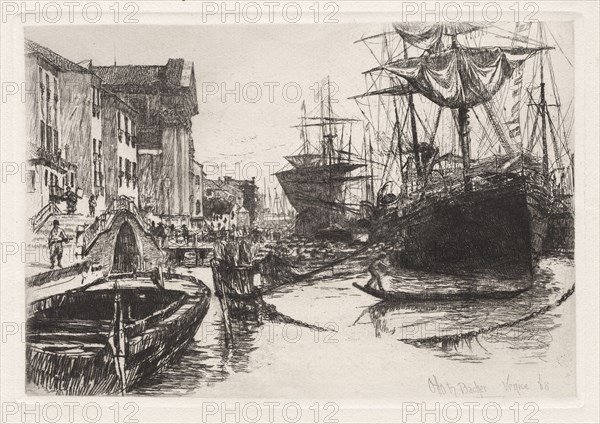 Venice, 1880. Otto H. Bacher (American, 1856-1909). Etching