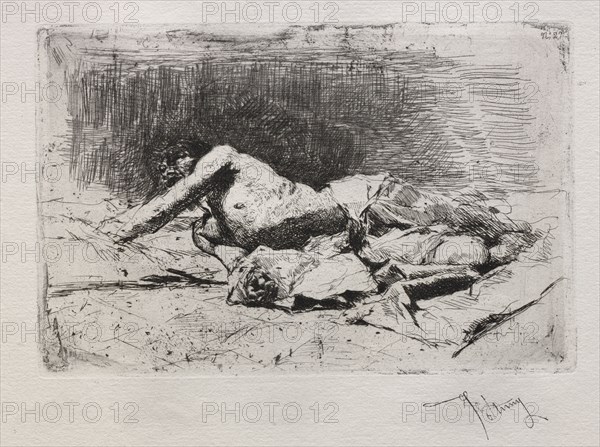 Homme se roulant de terre. Mariano Fortuny y Carbó (Spanish, 1838-1874). Etching