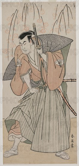 Onoe Matsusuke I as a Samurai Standing Beneath a Cherry Tree, late 1780s. Katsukawa Shunei (Japanese, 1762-1819). Color woodblock print; sheet: 32.4 x 15 cm (12 3/4 x 5 7/8 in.).