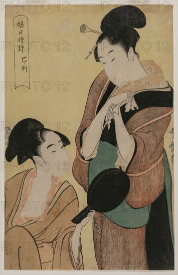 The Hour of the Snake (from the series A Clock for Young Women), c. 1796. Kitagawa Utamaro (Japanese, 1753?-1806). Color woodblock print; sheet: 36.2 x 23.2 cm (14 1/4 x 9 1/8 in.).