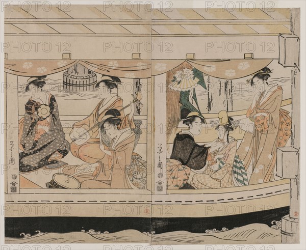 Boating on the Sumida River, mid 1790s. Chobunsai Eishi (Japanese, 1756-1829). Color woodblock print; sheet: 38.2 x 24.2 cm (15 1/16 x 9 1/2 in.).