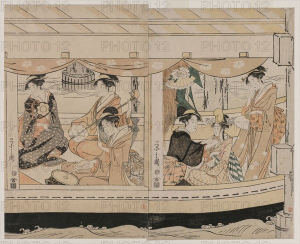 Boating on the Sumida River, mid 1790s. Chobunsai Eishi (Japanese, 1756-1829). Color woodblock print; sheet: 38.2 x 24.2 cm (15 1/16 x 9 1/2 in.).