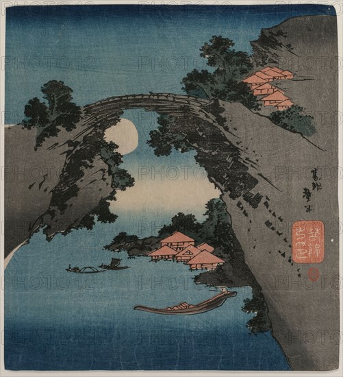 The Monkey Bridge, early 1830s. Katsushika Taito II (Japanese, active c. 1810-50s). Color woodblock print; 26 x 23.5 cm (10 1/4 x 9 1/4 in.).
