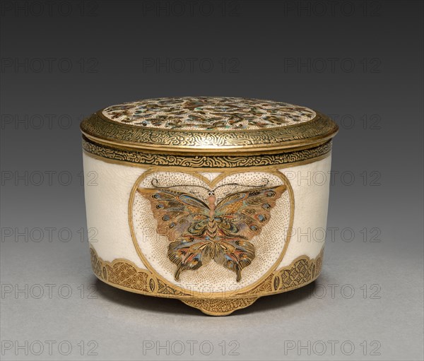 Jar: Satsuma Ware, 1800s. Japan, 19th century. Pottery; diameter: 5.8 cm (2 5/16 in.); overall: 3.9 cm (1 9/16 in.).