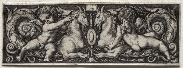 Two Genii, 1544. Hans Sebald Beham (German, 1500-1550). Engraving