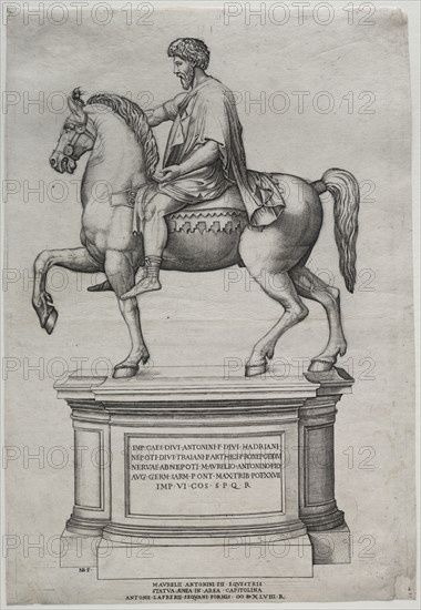 Equestrian Statue of Marcus Aurelius, 1548. Nicolas Beatrizet (French, 1515-after 1565). Engraving