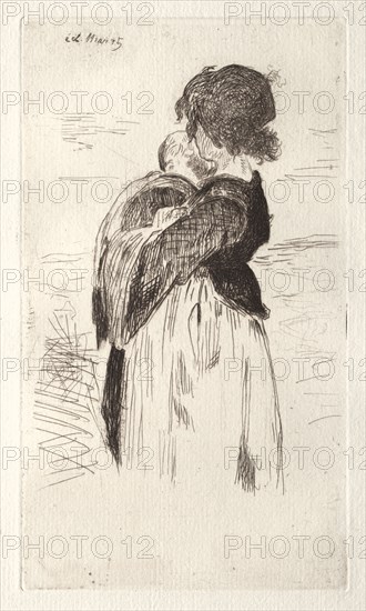 La petite fille tenant un bébé. Edouard Manet (French, 1832-1883). Etching